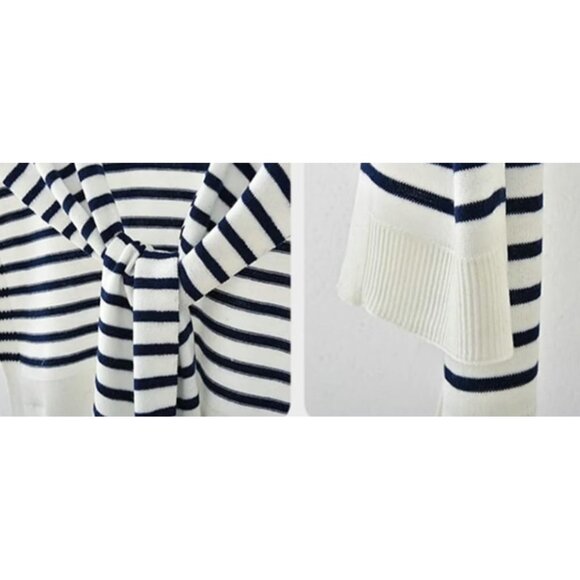 Women's Polyester Striped Shawl Wraps Scarf Cardigan Cape Casual Top - Picture 2 of 9